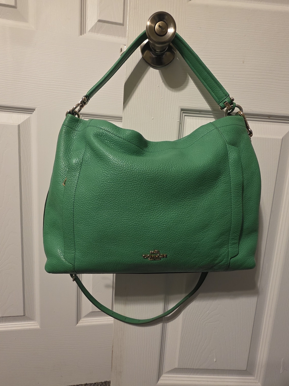Coach Green Pebbled Leather Hobo Bag